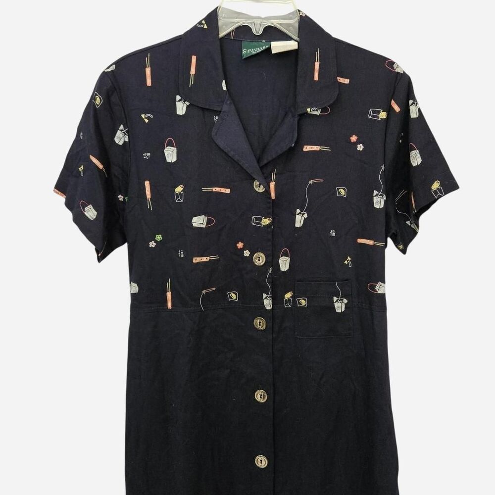 90s whimsical twee black takeout print maxi dress